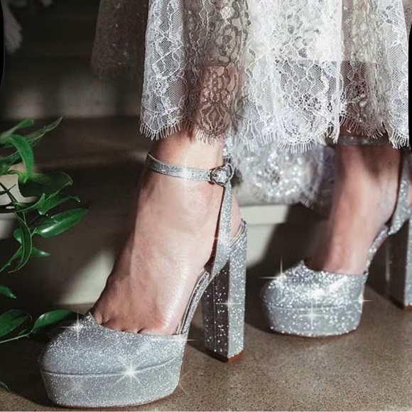 ANTONIO MELANI Born On Fifth Glittering Silver Platform Heels - Picture 12 of 12